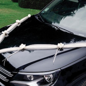 Auto Girlandenset Organza mit Rosen weiß Hochzeit Bild 1