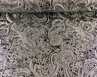 Brokat Paisley schwarz-silber