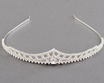 Strass Diadem silber Hochzeit Karneval Weinkönigin