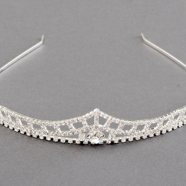 Strass Diadem silber Hochzeit Karneval Weinkönigin