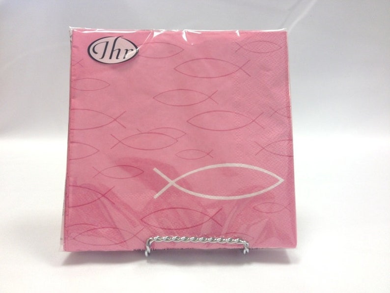 20 Lunch-Servietten Peaceful fish pink / Fisch Kommunion, Konfirmation, Taufe image 1