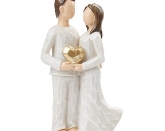 Figur Brautpaar mit goldenem Herz Hochzeitspaar Liebespaar Tortendeko Kuchendeko Tischdeko Hochzeit
