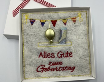 zum Geburtstag - Grußkarte  aus Filz (Wolle)   Geldgeschenk  Geschenkbox  Gutscheinbox Geburtstag