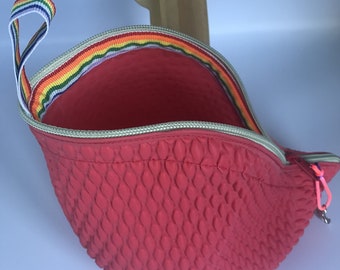 Bademützen-Beutel  - Kulturtasche - Kosmetiktäschchen, Waschbeutel, Tasche, Badekappentasche, Shabby  Farbe helles ROT