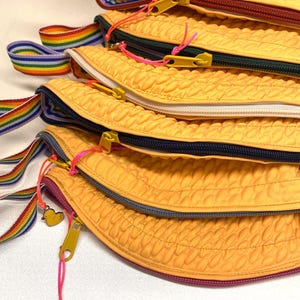 Bademützen-Beutel  - Kulturtasche - Kosmetiktäschchen, Waschbeutel, Tasche, Badekappentasche, Shabby  Farbe Gelb/Orange