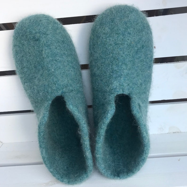 Felt slippers slippers sea green knitted slippers in several sizes image 5