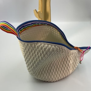 Bademützen-Beutel  - Kulturtasche - Kosmetiktäschchen, Waschbeutel, Tasche, Badekappentasche, Shabby  Farbe WEISS