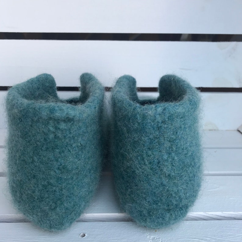 Felt slippers slippers sea green knitted slippers in several sizes image 4