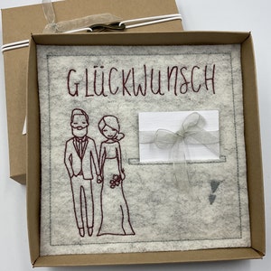 Geschenkbox zur Hochzeit mit Filzkarte Geldgeschenkbox   Gutscheinbox ... Glückwunsch..