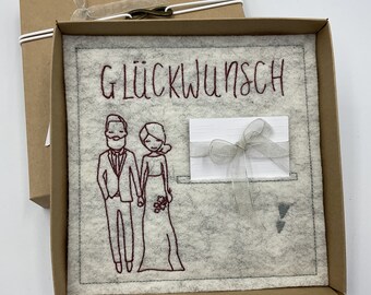 Geschenkbox zur Hochzeit mit Filzkarte Geldgeschenkbox   Gutscheinbox ... Glückwunsch..