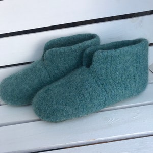 Felt slippers slippers sea green knitted slippers in several sizes image 2