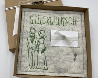 Geschenkbox zur Hochzeit mit Filzkarte Geldgeschenkbox   Gutscheinbox ... Glückwunsch..