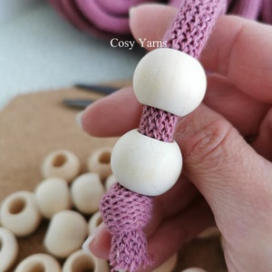 Macrame wooden beads 16-17 mm and 19-20mm, round wooden large hole beads for Craft Making, DIY