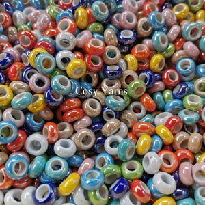 Porcelain beads, Ceramic beads, Macrame beads 12-13mm, large hole 6mm, mixed Colours