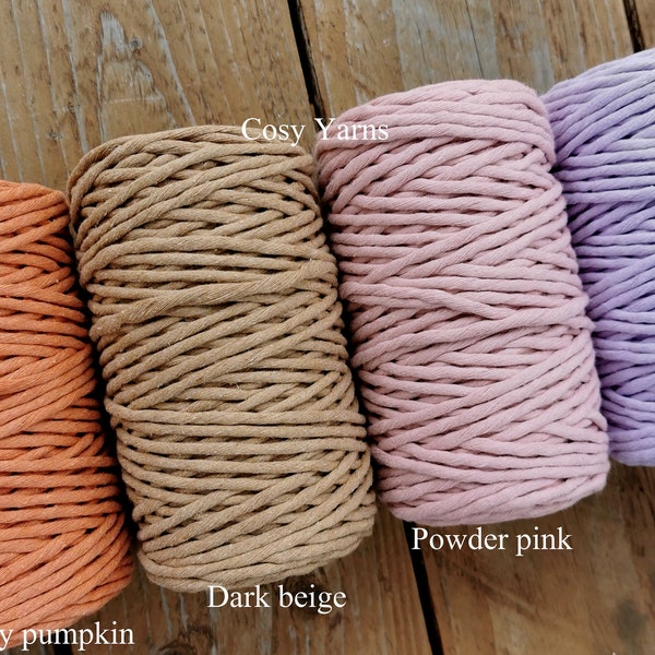 Cordón de algodón para macramé trenzado de 3,5-4 mm, hilo de algodón de una sola hebra, 5-50 metros, cordón decorativo suave para manualidades, crochet y joyería.