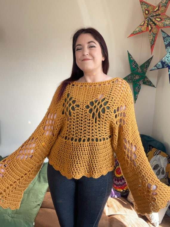 Seleste Sweaterl xxl Boho Summer Pullover Boho Crochet Sweater