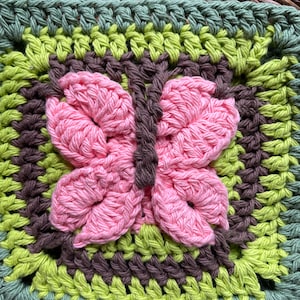 Butterfly Square Crochet Pattern~ DIGITAL FILE DOWNLOAD, Crochet Square Pattern, Granny Square Pattern, Crochet Butterfly Pattern