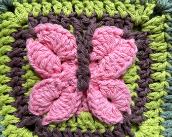 Motif de crochet carré papillon ~ TÉLÉCHARGEMENT DE FICHIER NUMÉRIQUE, motif carré au Crochet, motif carré de grand-mère, motif papillon au Crochet