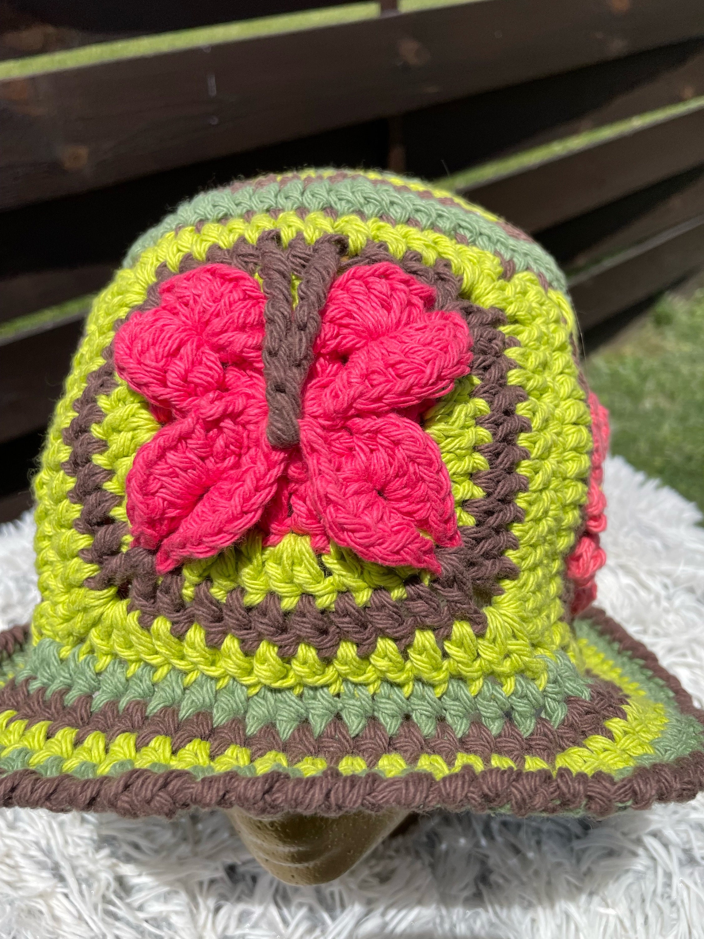 Butterfly Crochet Bucket Hat - Y2K & Flower Inspired, Unisex  display picture 3
