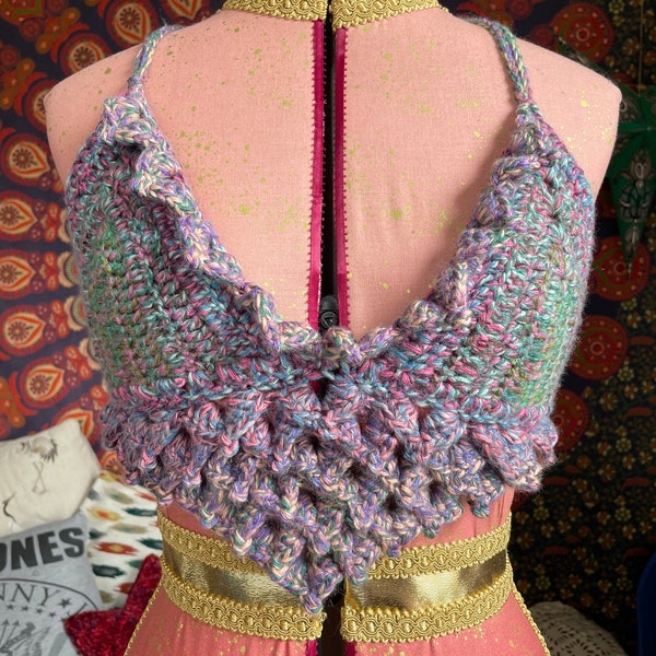 Dragonscale Halter ~ B/C cup~ Purple Fairy Festival Top, Alternative Crochet Bralette for Festivals and Raves