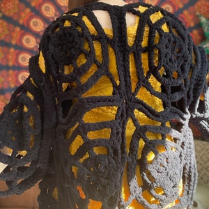 Alternative Spiderweb Cardigan - Chunky, Spooky Goth & Witchy Sweater, Punk Grunge Style, M/L Festival Ready