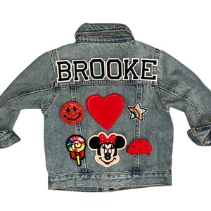 Girls Jean Patch Jacket | Custom Varsity Name Patch Denim Jacket | Toddler Custom Jean Jacket | Personalized Kids Jean Jacket