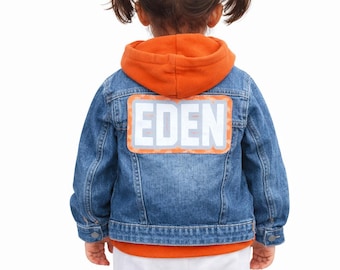 Personalized Kids Denim Jacket, Custom Name Shadow Patch Jean Jacket, Baby & Toddler Designer