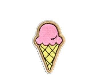 Sticker Pink Ice Cream Cone Patch | Food Patch Iron On or Stick On