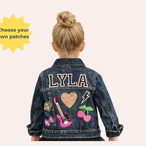 Personalized Baby Girl Denim Jacket | Hand Sewn Patches, Custom Varsity Name Patch