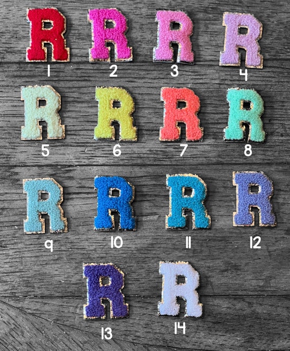 Chenille Varsity Letter Stick On GLITTER Patches Alphabet | Terrycloth  Letter Patches | Stick On OR Iron On | Rainbow Patches | Heart Patch