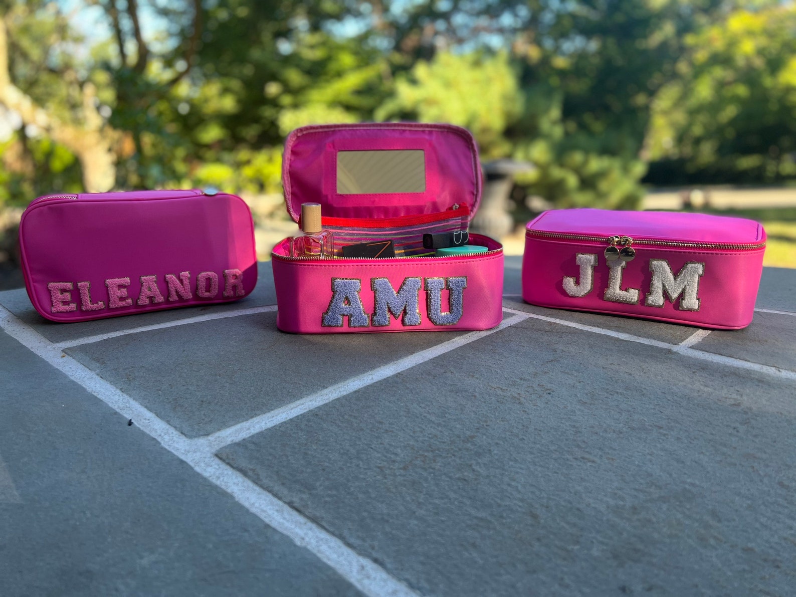 Nylon Cosmetic Bag Mirror Makeup Bag Nylon Pouch Preppy Etsy