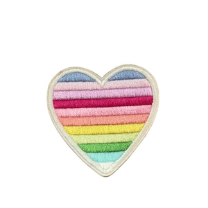 Rainbow Heart Patch | Striped Heart Patch | Rolled Patch | Sticker Heart Patch | Stick on Heart Patch | Iron On Heart Patch