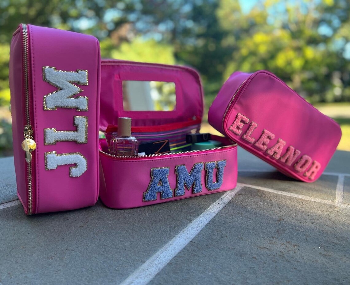 Nylon Cosmetic Bag Mirror Makeup Bag Nylon Pouch Preppy Etsy