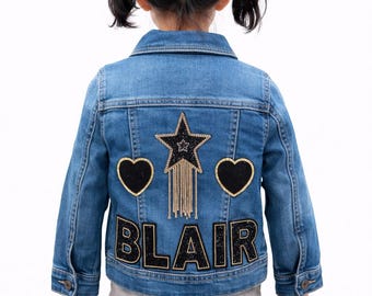 Personalized Girls Denim Jacket, Custom Patch Name Jean Jacket