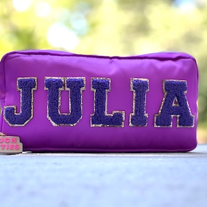 Custom Cosmetic Nylon Bag, Purple Travel Bag, Makeup Pouch, Beach Bag, Adhesive Patches, DIY Pouch, Party Favor, Party Gift