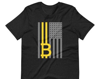 American Bitcoin Flag T-Shirt - Heather Black Color