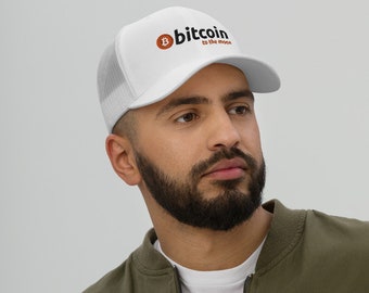 Bitcoin To The Moon White Trucker Cap - Bitcoin Hat - Bitcoin Merch - BTC