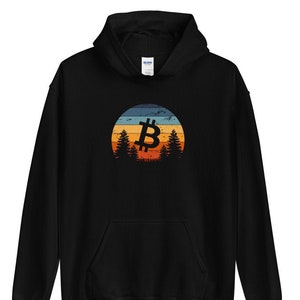 Vintage Bitcoin Sunset Unisex Hoodie - Bitcoin Merch - Hodl Merch - BTC
