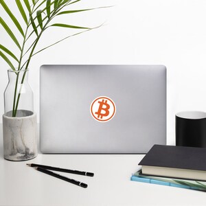 Bitcoin Symbol White Background Sticker - Size 3&quot; x 3&quot; - Bitcoin Merch