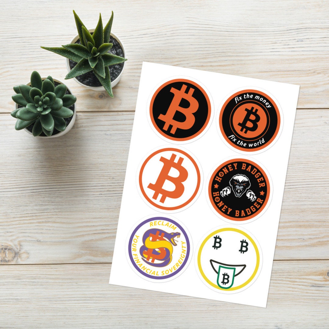 Bitcoin Sticker Sheet - Collection of 6 Glossy Vinyl Stickers - Size 5. ...