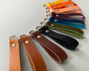 Personalized leather key fob available in many colors