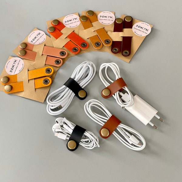 Kabelbinder Sets aus Leder in vielen Farben für Kopfhörer, Ladekabel und sonstige Kabel