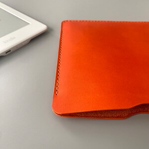 E-reader leather case in orange, available for Kindle, Tolino, Kobo and PocketBook e-book readers and for smaller tablets,customizable image 7