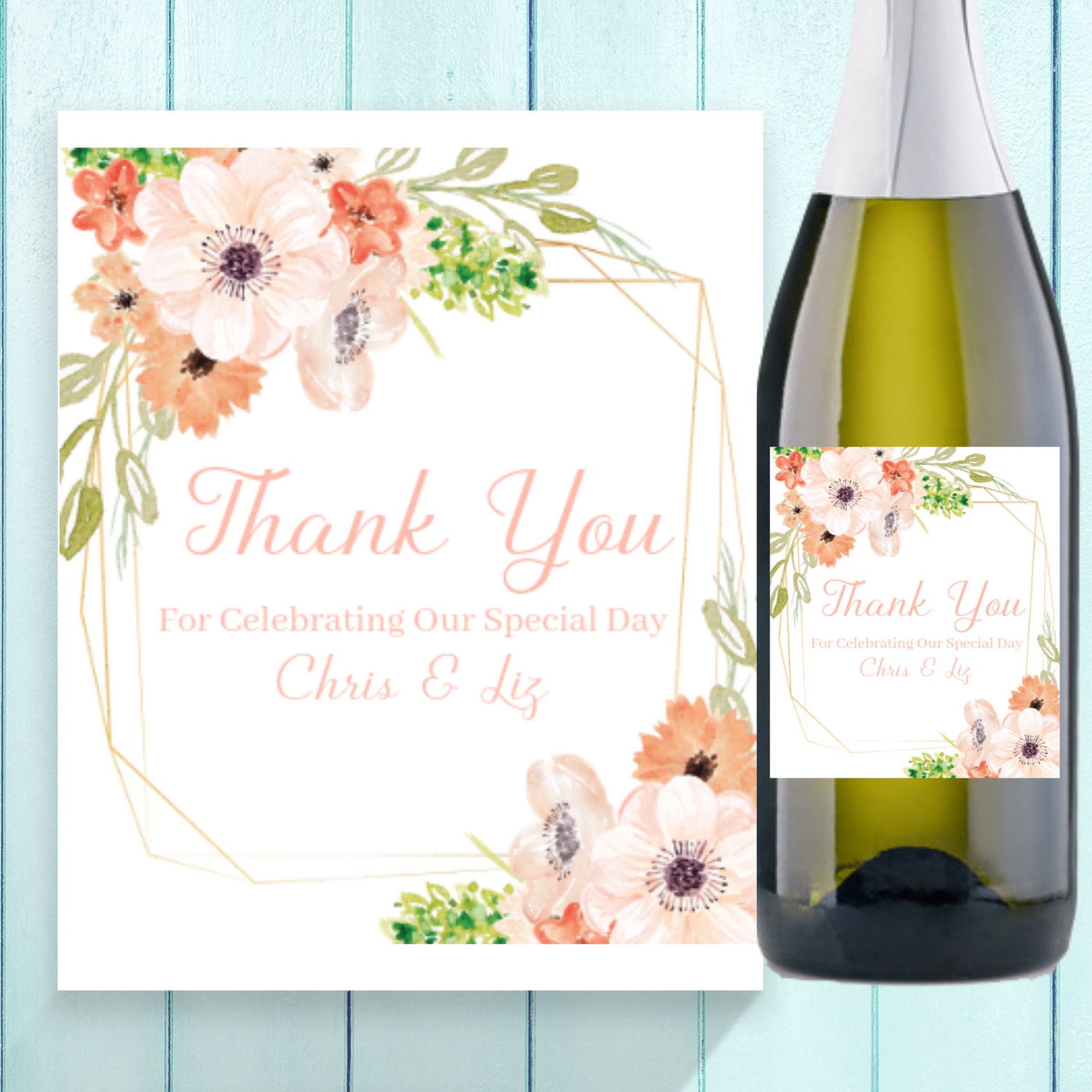 Wedding Thank You EDITABLE Wine Bottle Label_ DIGITAL DOWNLOAD | Etsy