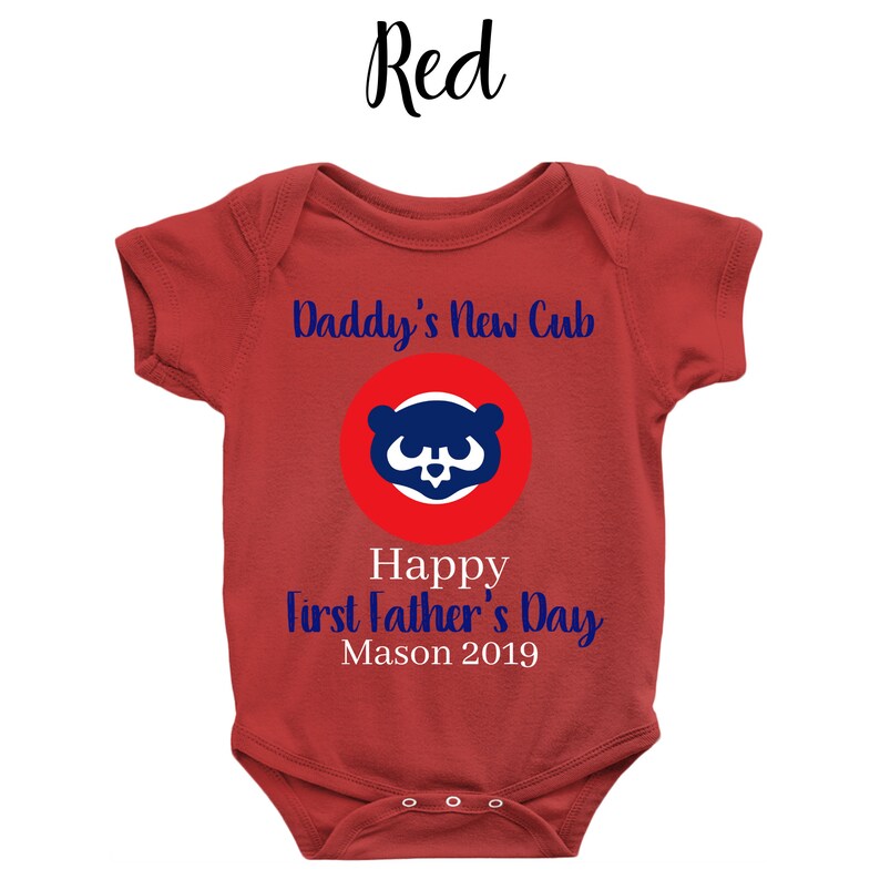 Cub First Father/'s day Baby Shirt- Romper Personalized Cubs FIRST FATHER/'S DAY Infant Bodysuit Father/'s Day Infant Onepiece Custom