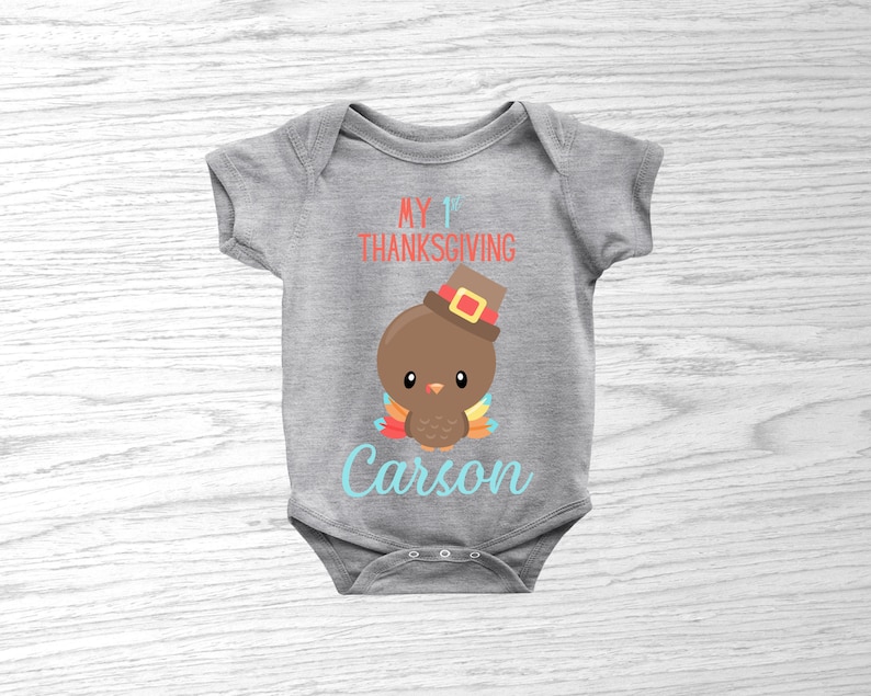 BABY/'S FIRST THANKSGIVING Shirts-Toddler First Thanksgiving Shirt-Infant Thanksgiving Baby Romper-First Thanksgiving Infant Bodysuit-Custom