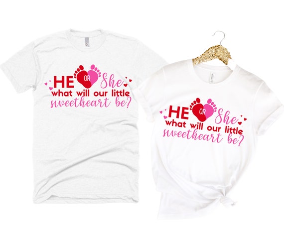 Valentine's Day BABY GENDER REVEAL Matching Tshirt-gender | Etsy