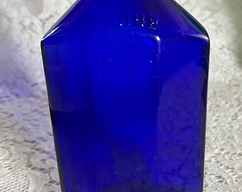 Vintage Squibb Cobalt Blue Octagonal Medicine Bottle