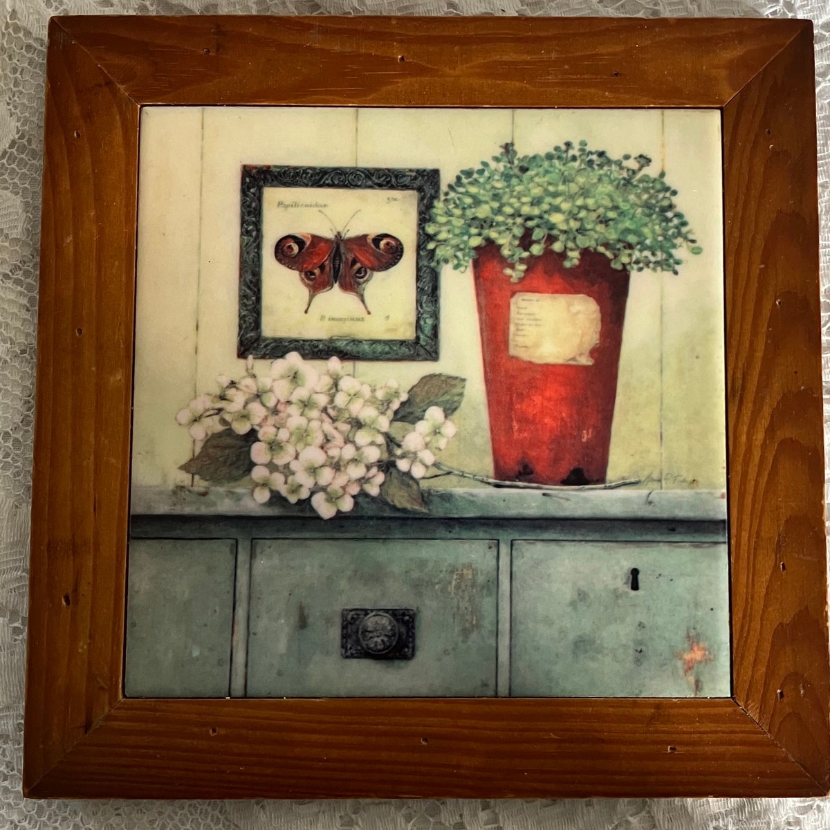 Ceramic Tile Trivet With Lovely Little Still Life, Wood Framed - Etsy
