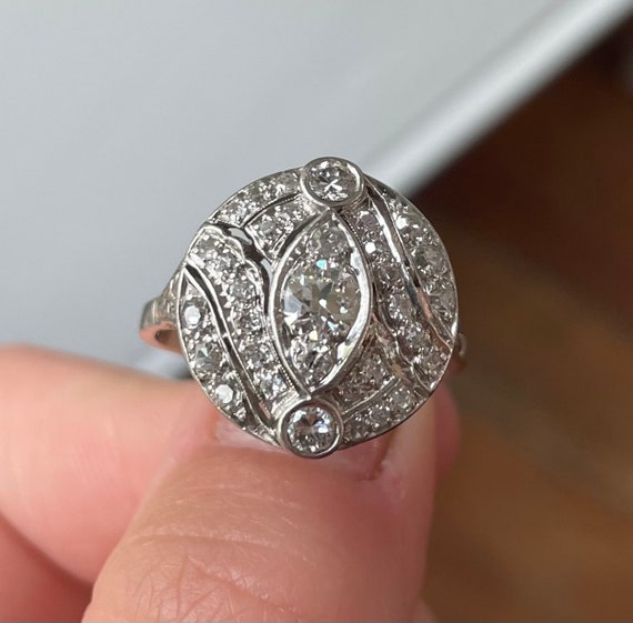 Bold Art Deco Platinum & Diamond Ring - image 5